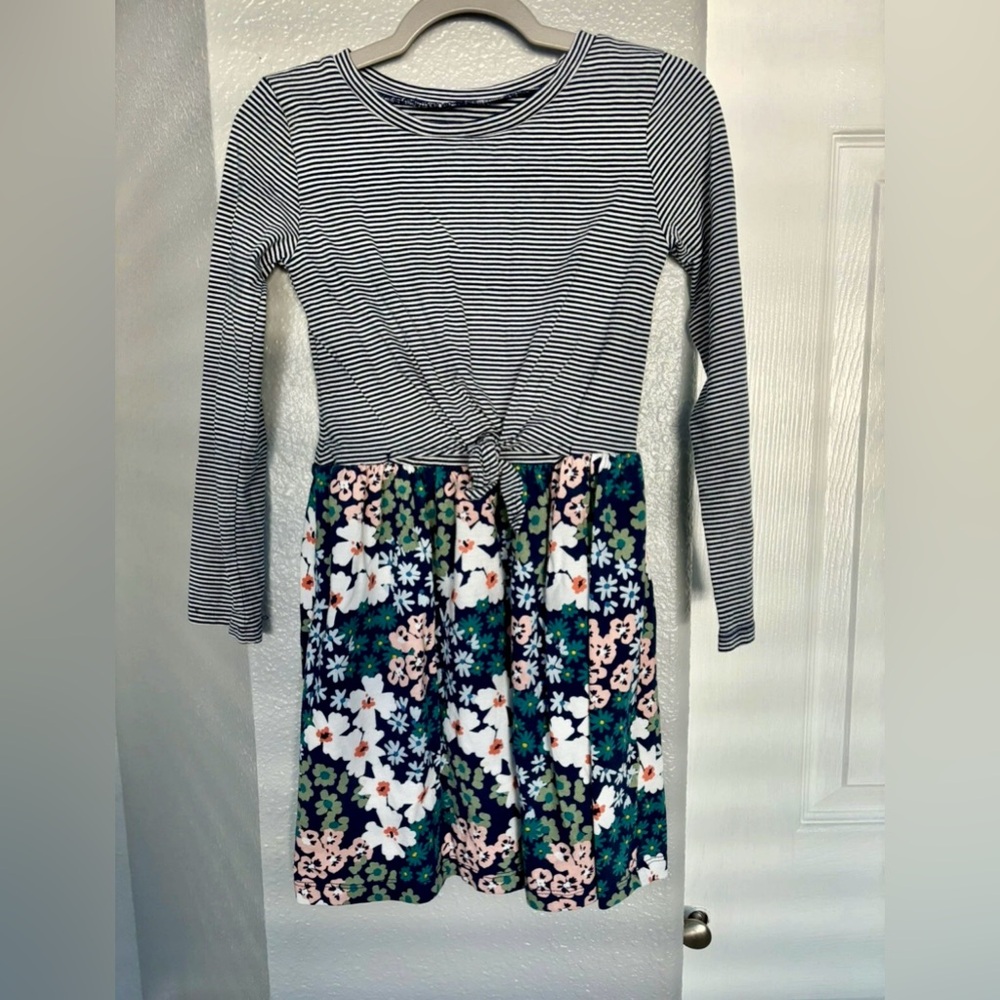 Carter's Navy Striped Top with Floral Skirt Dress